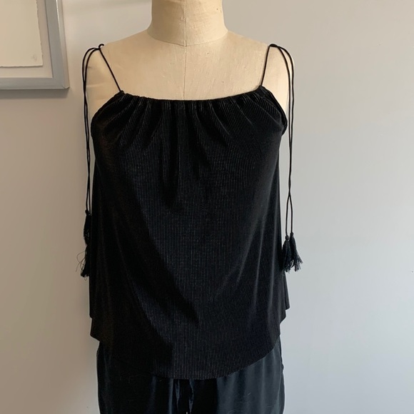 Artistix Tassel Strap Tank Top Black XSmall Ribbed - Picture 1 of 6